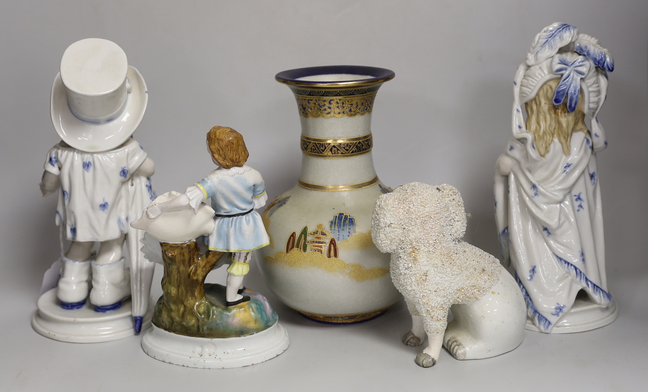 A group of various ceramics, to include a Staffordshire ‘poodle’, etc. tallest 25cm